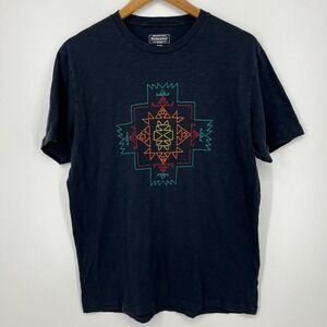Pendleton T-Shirt Men's Size M Black Embroidered Aztec Western‎ Logo Cotton